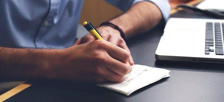 A man writing