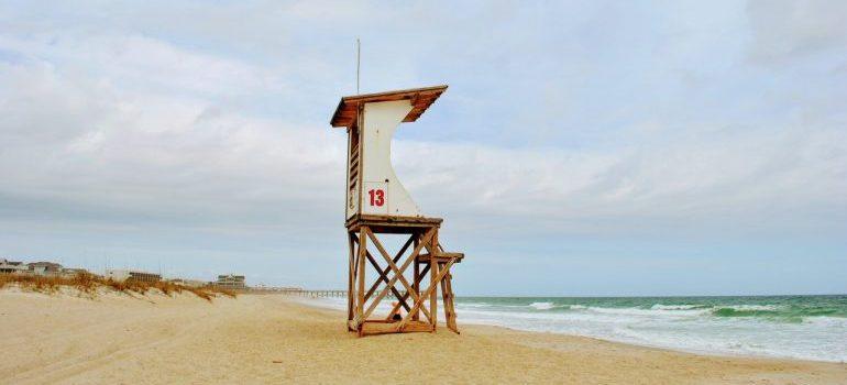 A lifeguard tower on a beach