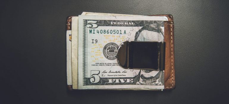 a wallet with cash