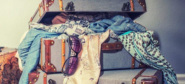 suitcases with clothes