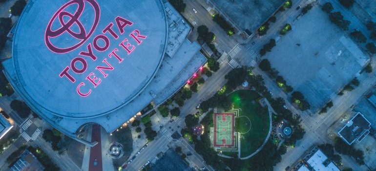 aerial view of the houston toyota center
