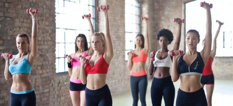 group of women, working out