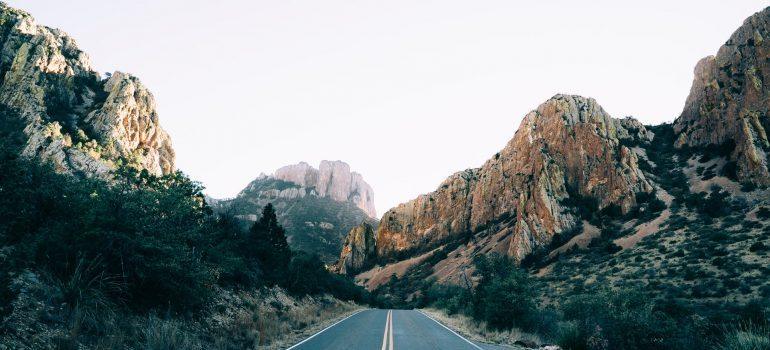 road leading to mountains