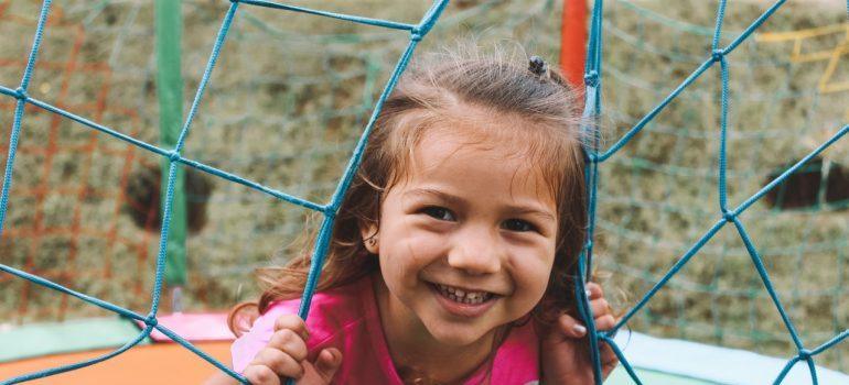 A girl playing outside