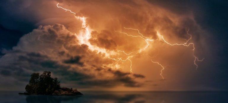 Lightning in the sky