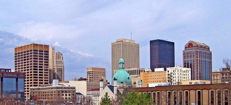 Buildings and open sky that people who choose Dayton as a moving destination will see.