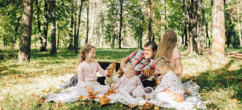 Family having picnic