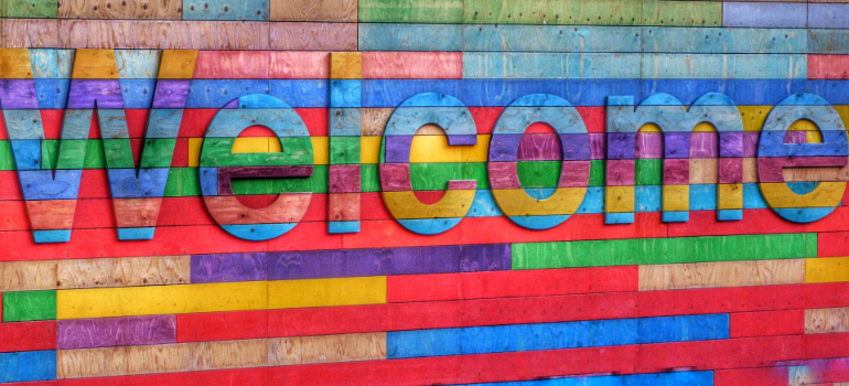 Welcome colorful sign