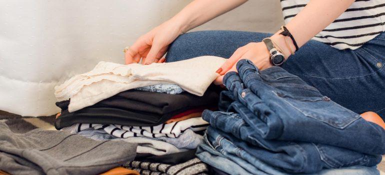 A woman packing clothes