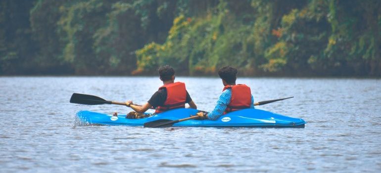 Two people kayaking