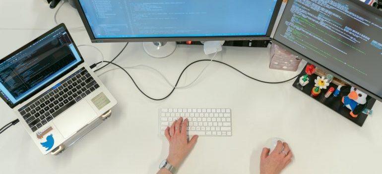 a person working on a computer 