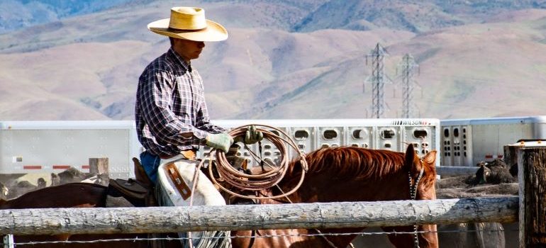 a man riding a horse