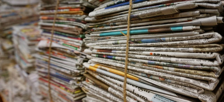 stack of old newspapers