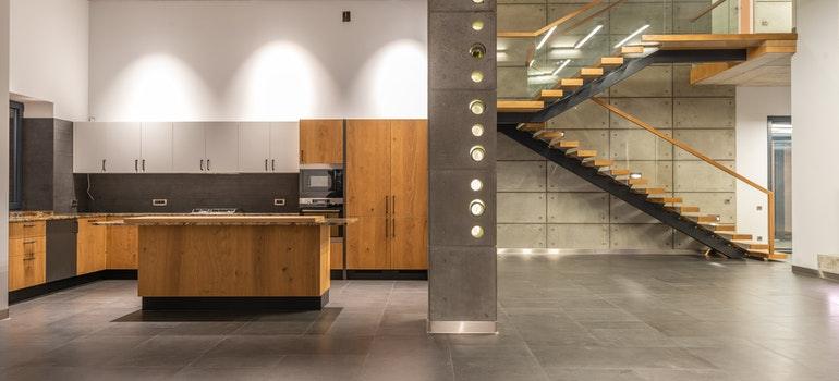 Kitchen and large hallway