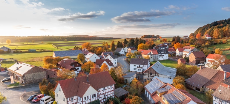 Aerial view of a small town 