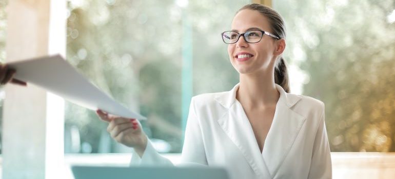 woman with papers