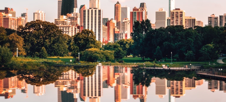 Chicago skyline in spring