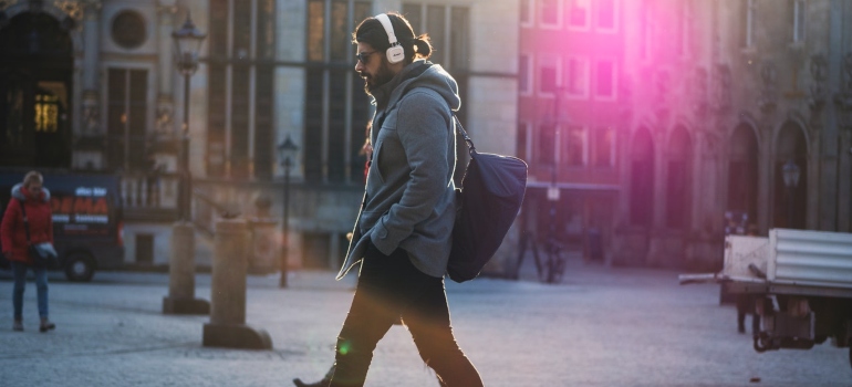 a person taking a walk as a way to relax after long distance Richmond relocation