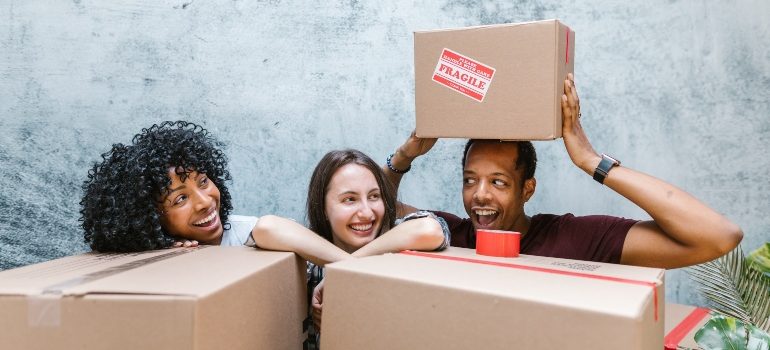 A group of friends ready for relocation