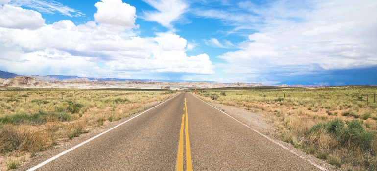 empty road and clouds