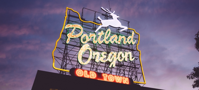 A sign for Portland Oregon