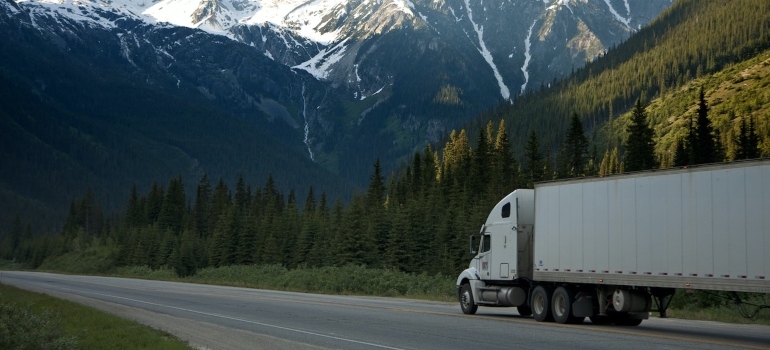 Moving truck on the road