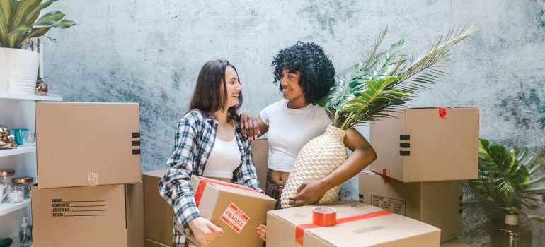 two women moving