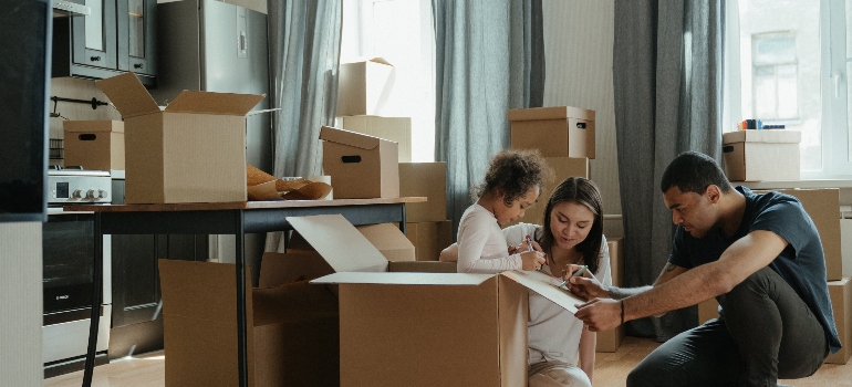 family drawing on a box 