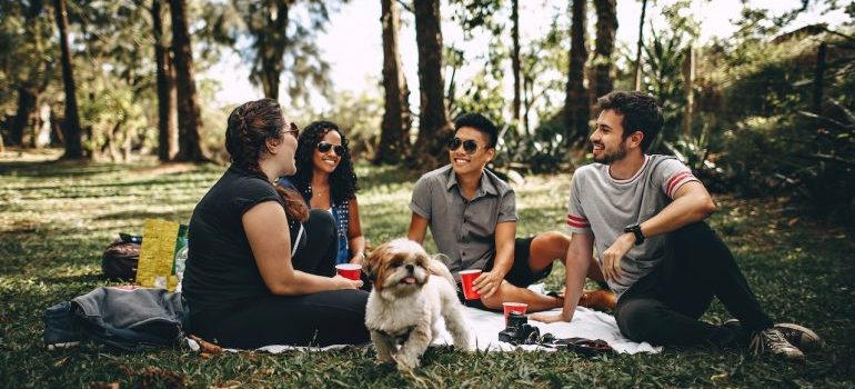 Los jóvenes en el parque hablando de Boston barrios guía para los recién llegados