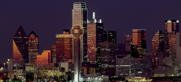 Dallas buildings at night 