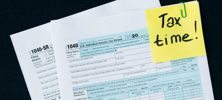 Tax documents on a table