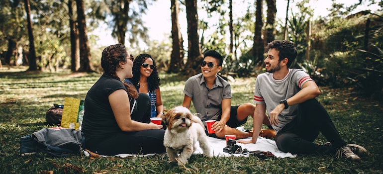 people in a park picnicking