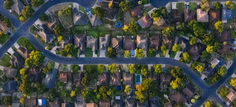 A view of houses from above