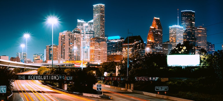 the city of Houston at night 