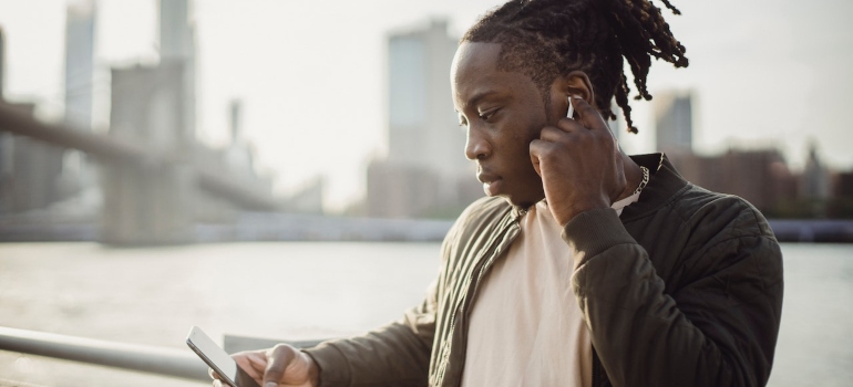 A man looking at his phone