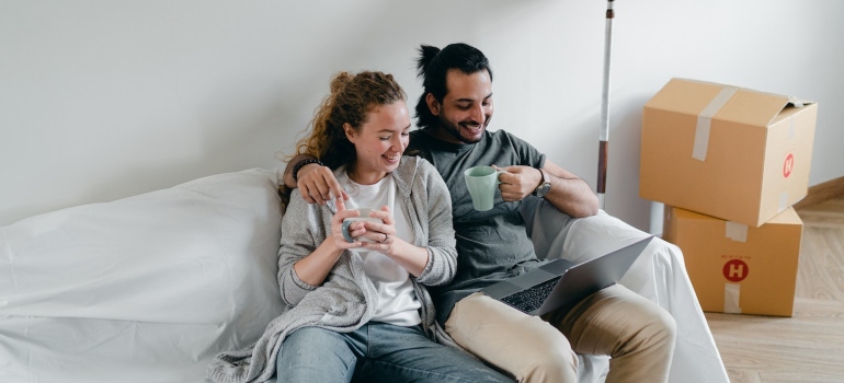 a couple drinking coffee