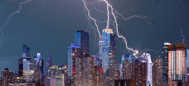 Thunderstorm above the city