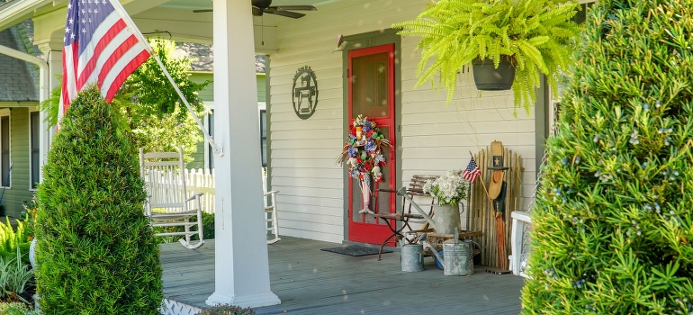 Decorated front porch