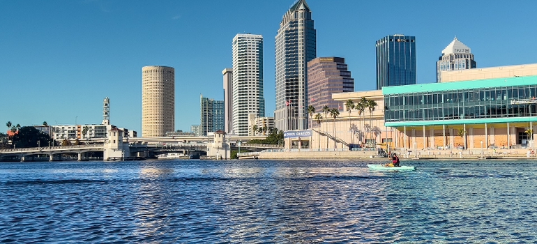 Buildings near the body of water