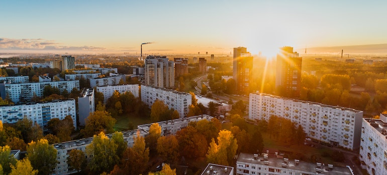 aerial view of the buildings 