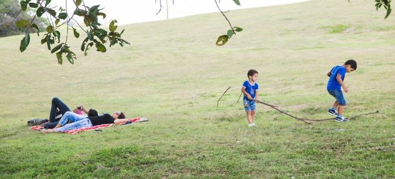 family on a field