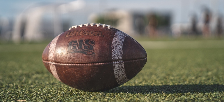 a football on a sports field