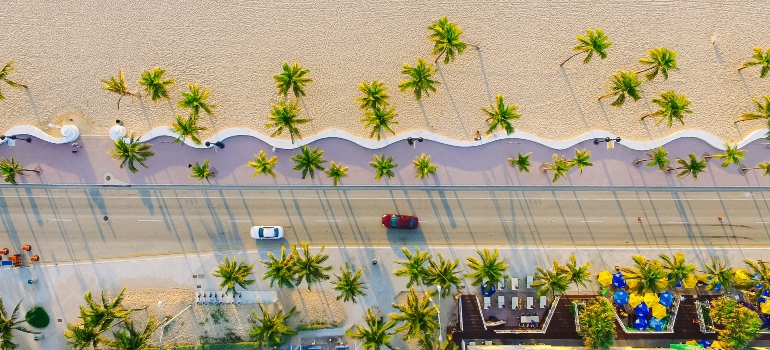 un pájaro perspectiva de las calles de Miami