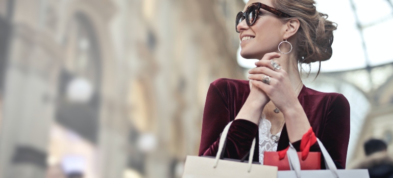 a woman shopping in one of the best Houston suburbs to live in