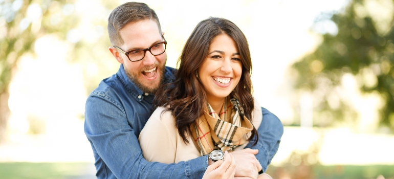 a couple laughing