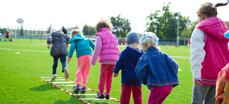 kids in a park playing a game